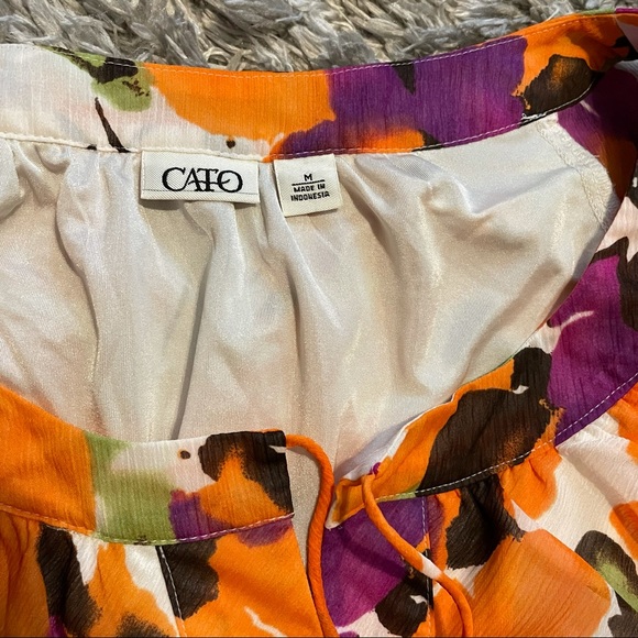 Cato womens size medium floral top orange purple green - Picture 4 of 7